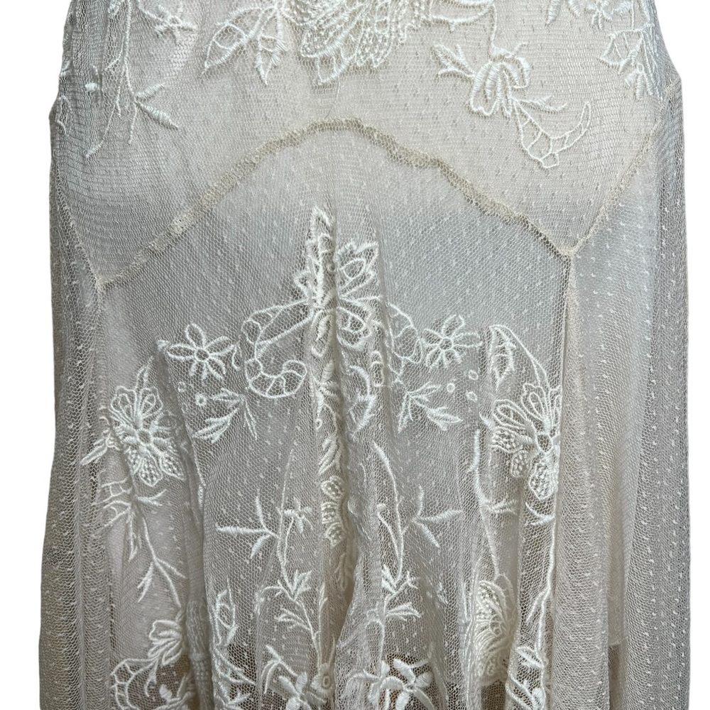 Johnny Was Biya Parchment Sheer Netting Embroidered Dress With Slip Small NWT - Picture 14 of 16
